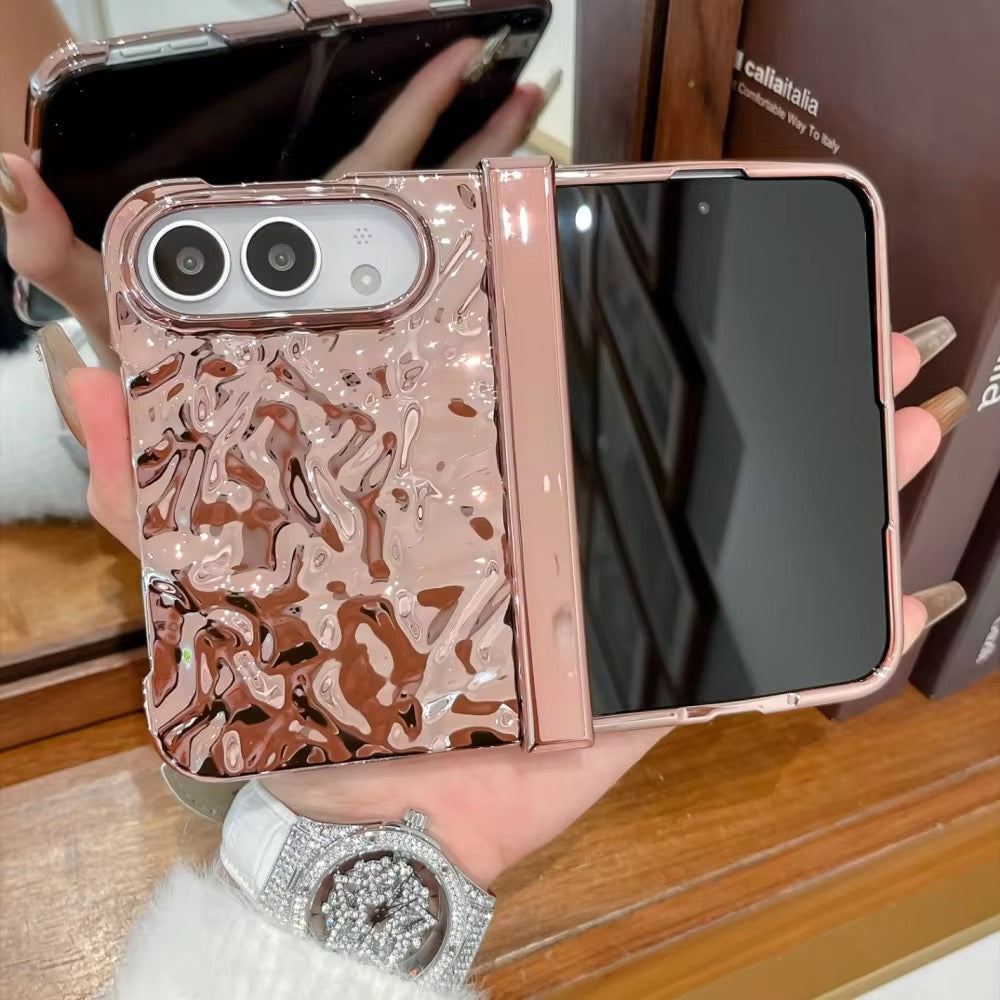 Glossy Wrinkle Textured Anti-Drop iPhone Duo Fold Pre-Order iPhone Case