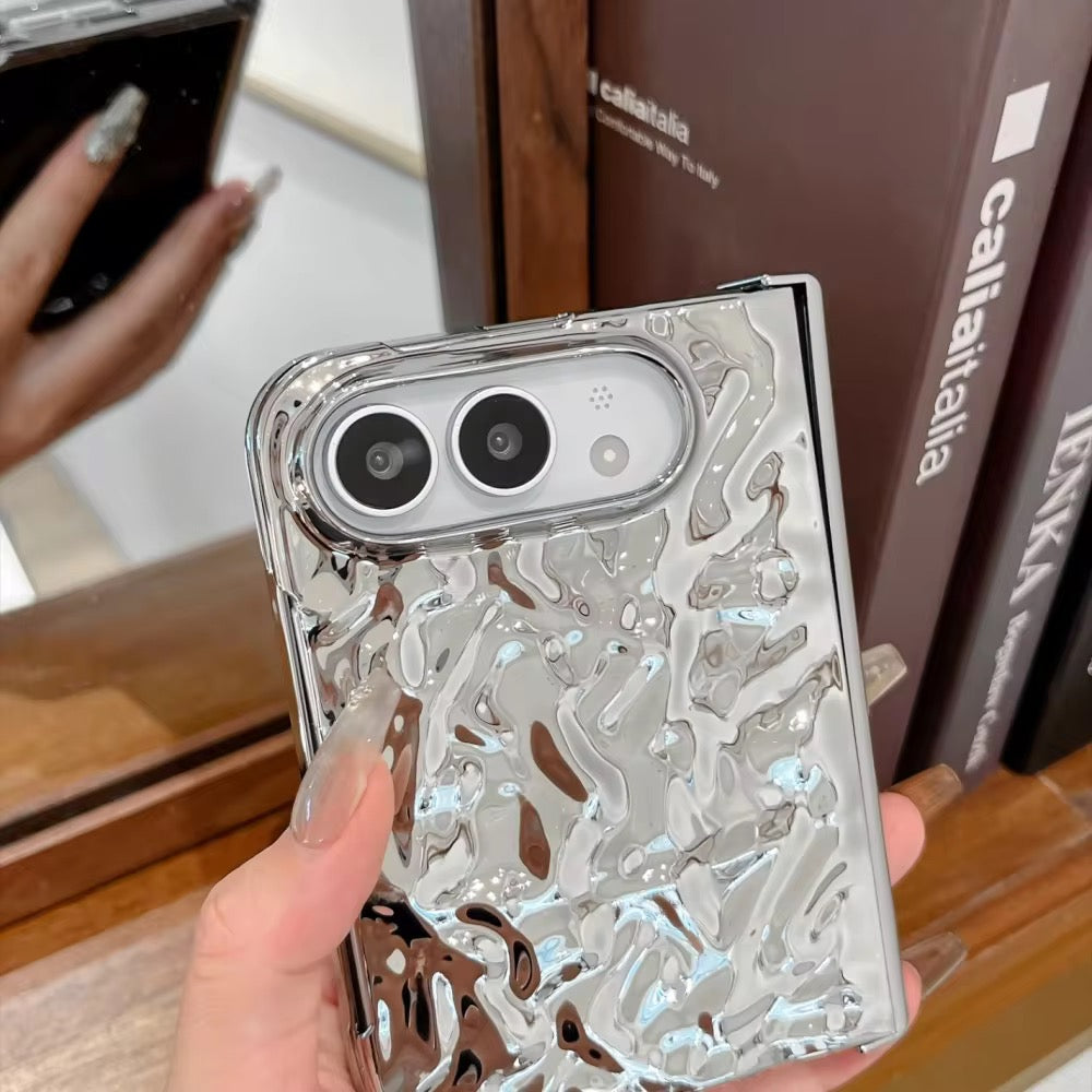 Glossy Wrinkle Textured Anti-Drop iPhone Duo Fold Pre-Order iPhone Case