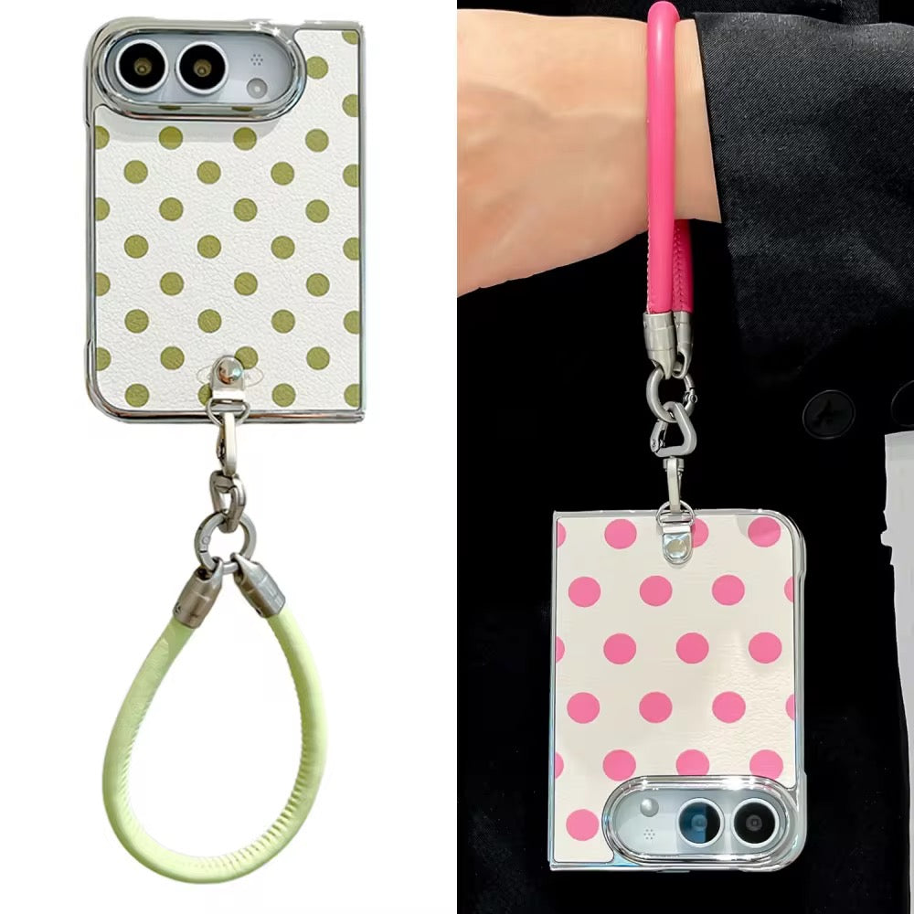 Elegant Green Pink Polka Dots Magsafe Bracelet iPhone Duo Fold Pre-Order iPhone Case
