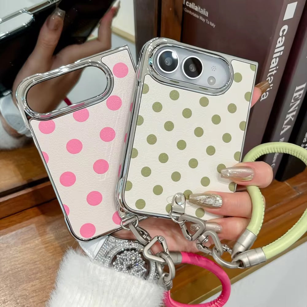 Elegant Green Pink Polka Dots Magsafe Bracelet iPhone Duo Fold Pre-Order iPhone Case