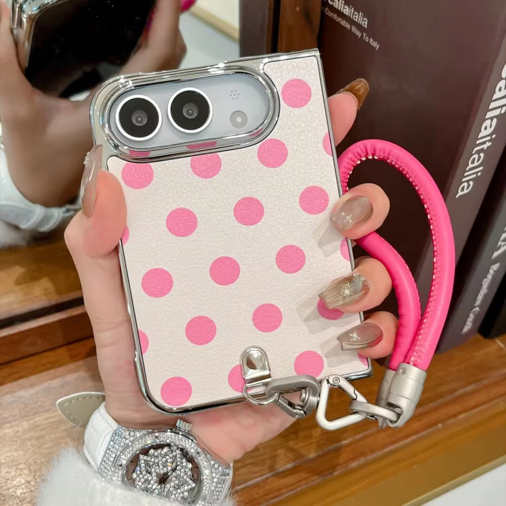 Elegant Green Pink Polka Dots Magsafe Bracelet iPhone Duo Fold Pre-Order iPhone Case