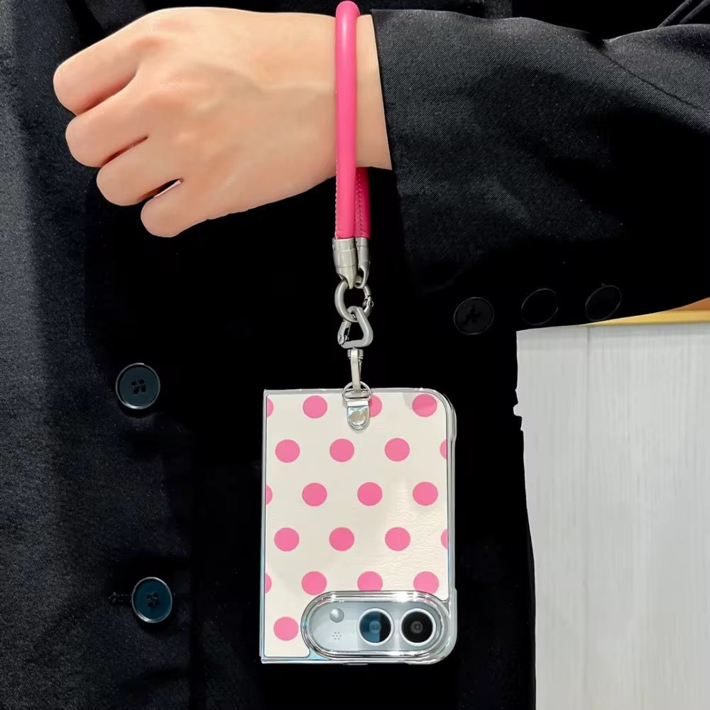 Elegant Green Pink Polka Dots Magsafe Bracelet iPhone Duo Fold Pre-Order iPhone Case