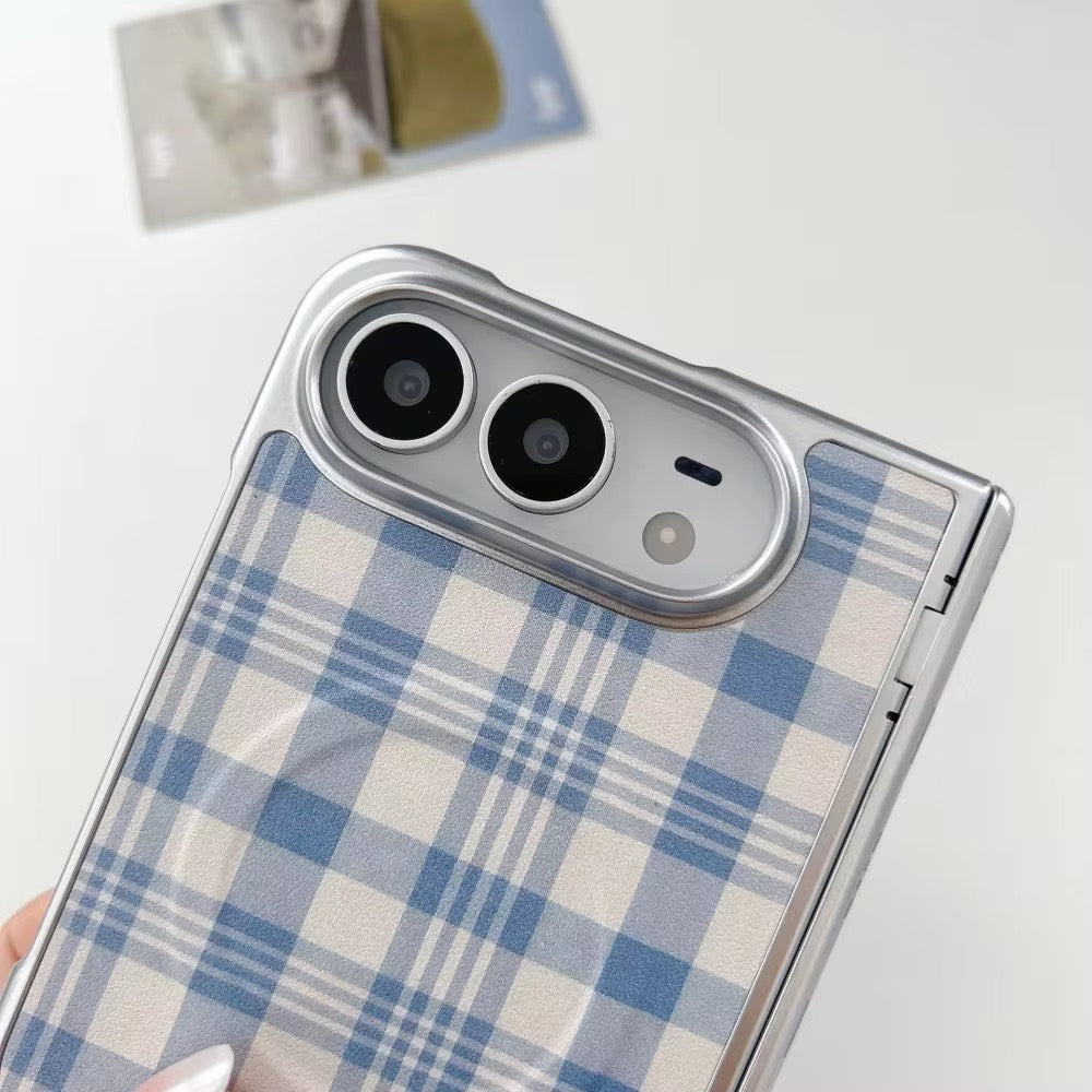 Elegant Fresh Blue Checks  Magsafe iPhone Duo Fold Pre-Order iPhone Case