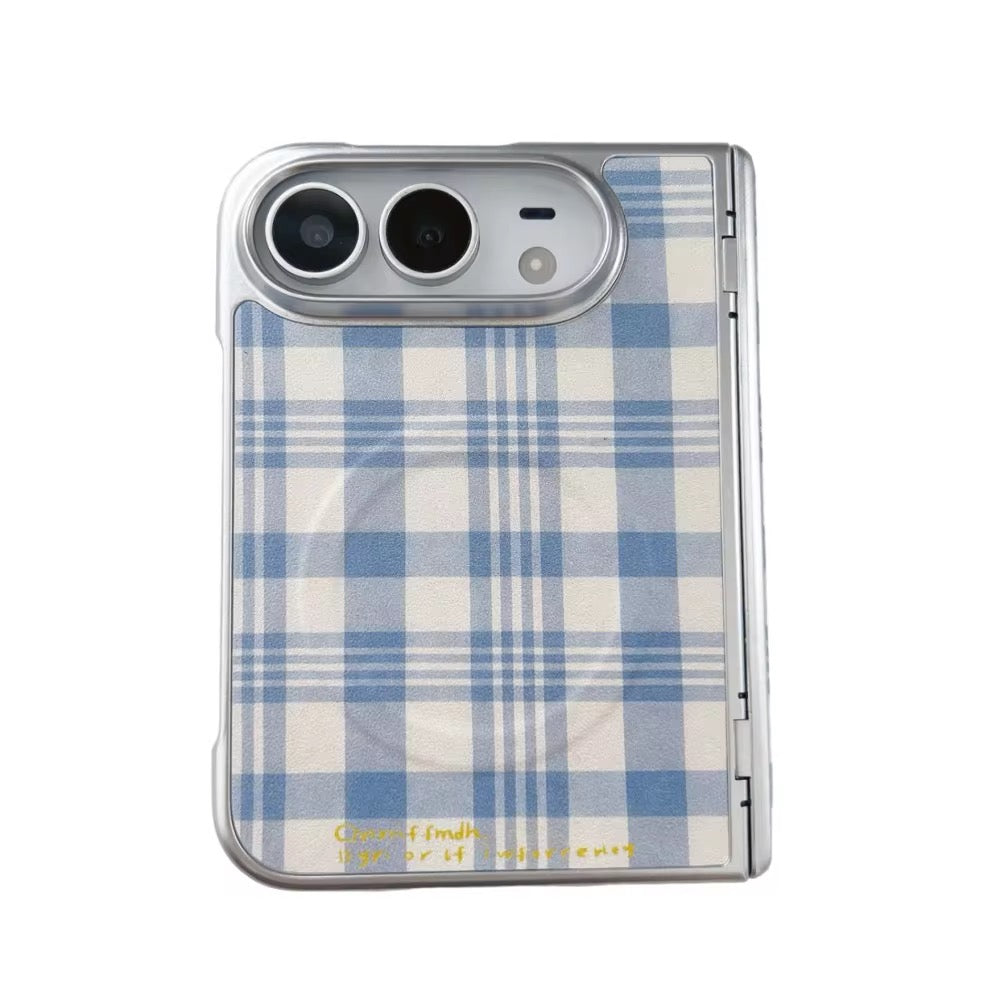 Elegant Fresh Blue Checks  Magsafe iPhone Duo Fold Pre-Order iPhone Case