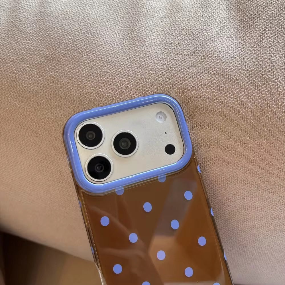 Brown Blue Wave Dot Phone Holder Pre-Order iPhone Silicone Case With Bracelet