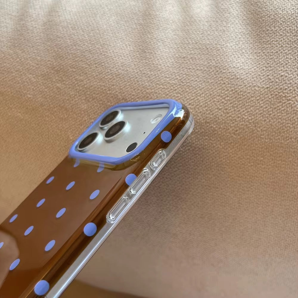 Brown Blue Wave Dot Phone Holder Pre-Order iPhone Silicone Case With Bracelet