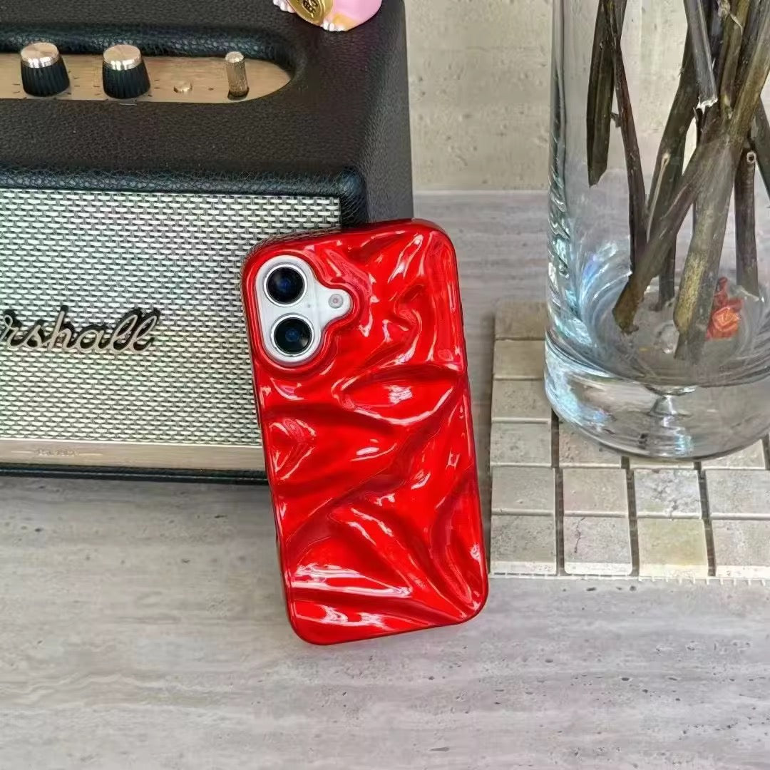 Red Wrinkle Textured Soft Silicone Case