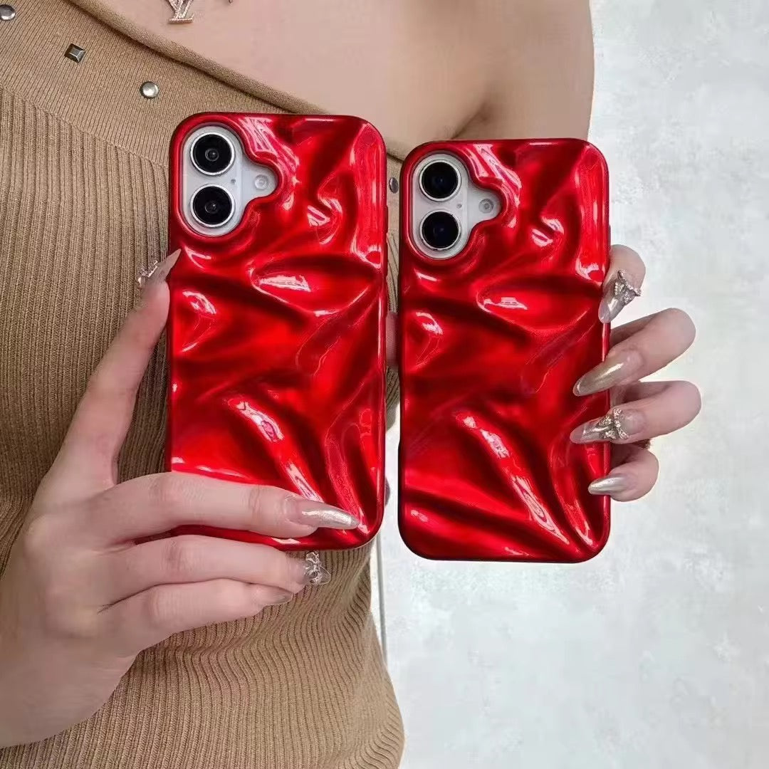 Red Wrinkle Textured Soft Silicone Case