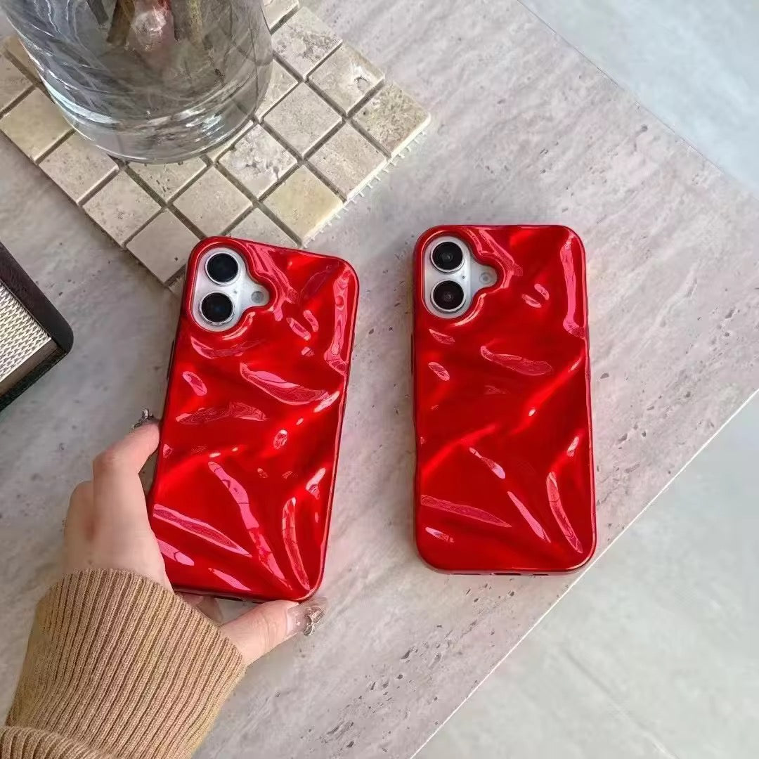 Red Wrinkle Textured Soft Silicone Case