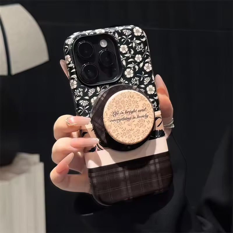 Vintage Pattern Glossy Magnetic Phone Holder iPhone Pre-Order Case