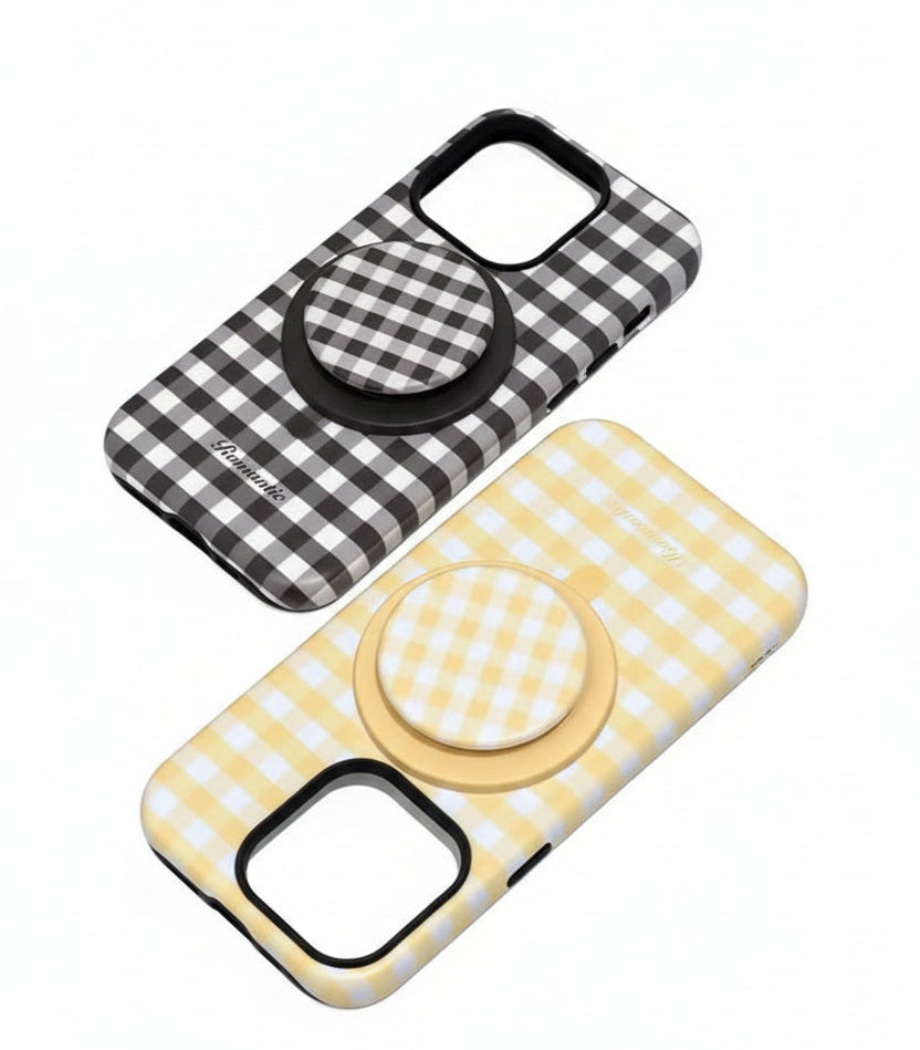 Checkered Glossy Plaid Magnetic Phone Holder iPhone Pre-Order Case