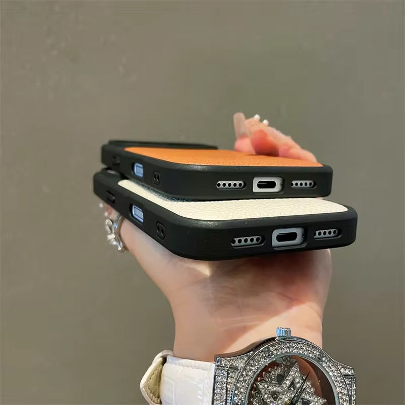 Leather Litchi Pattern Black Bumper iPhone Pre-Order Case