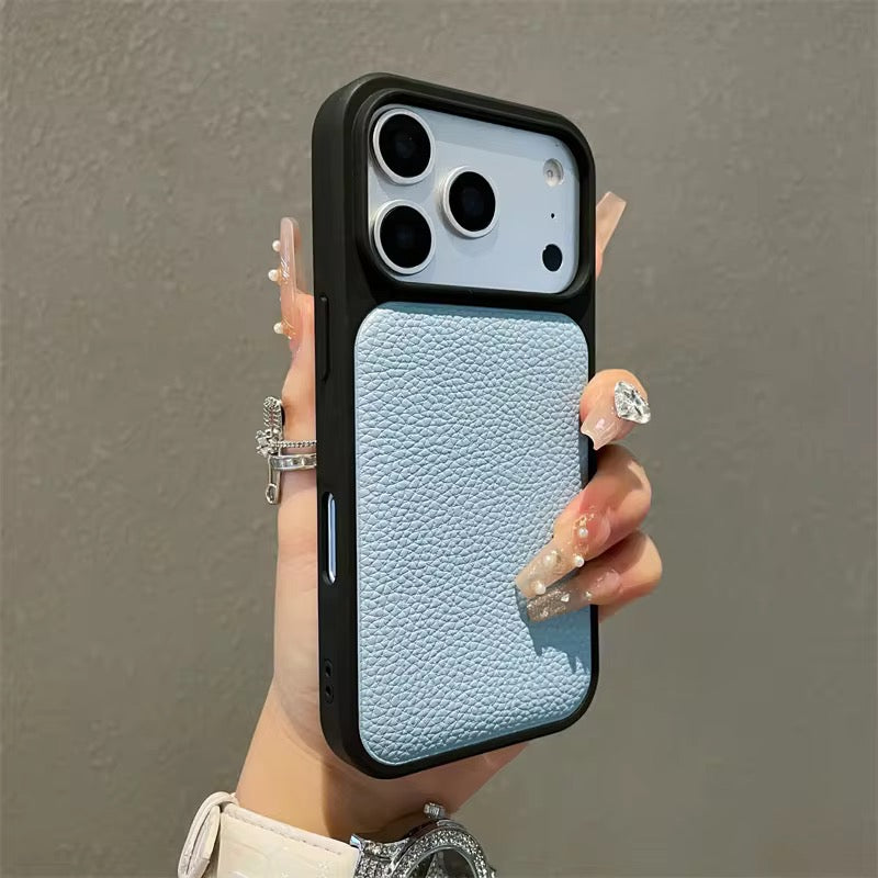 Leather Litchi Pattern Black Bumper iPhone Pre-Order Case