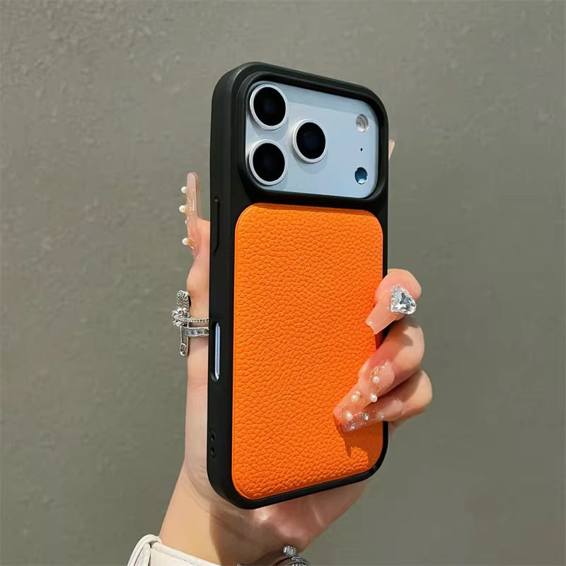 Leather Litchi Pattern Black Bumper iPhone Pre-Order Case