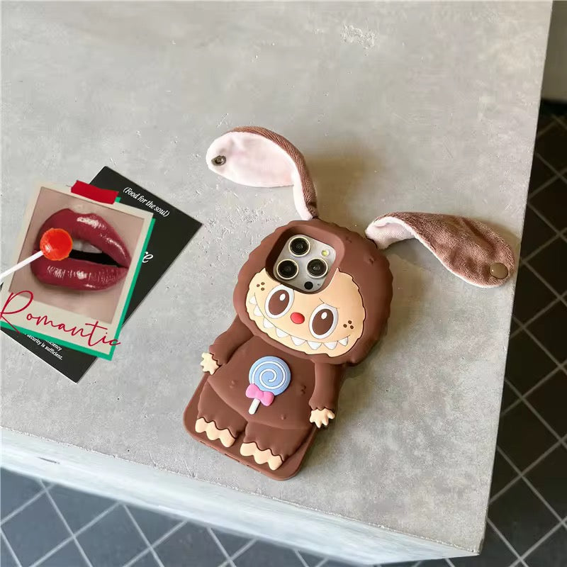3D Labubu Ears Kawaii Trending Shockproof Rubber Silicone iPhone Case