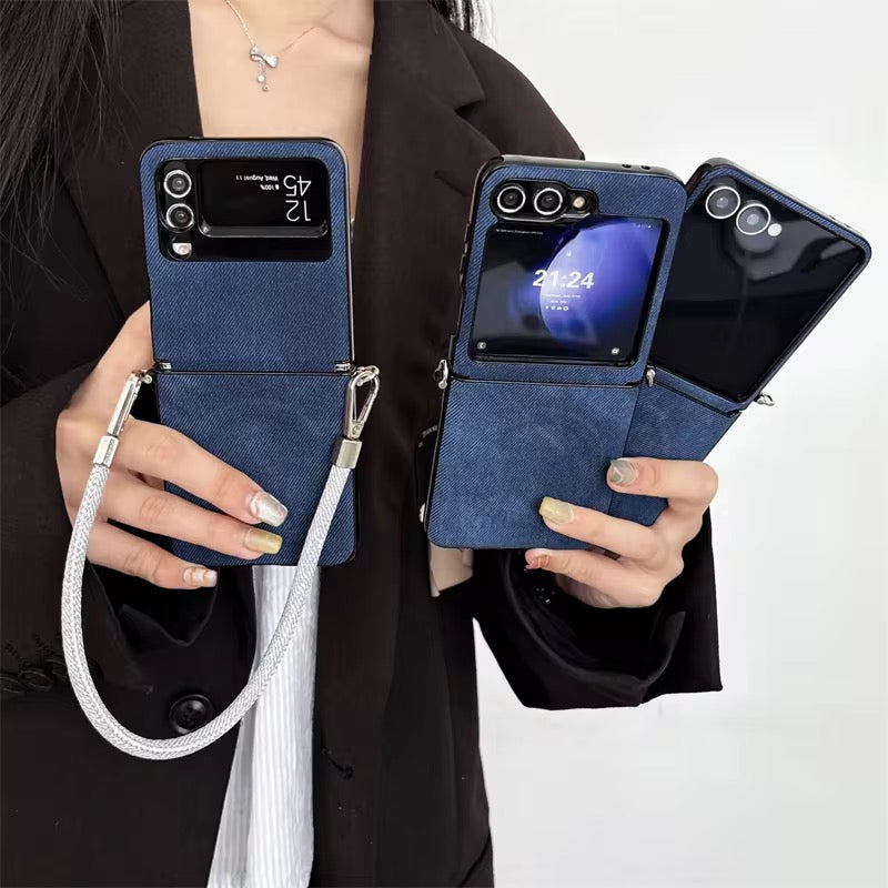 Denim Fabric Blue Samsung Z Flip Pre-Order Case