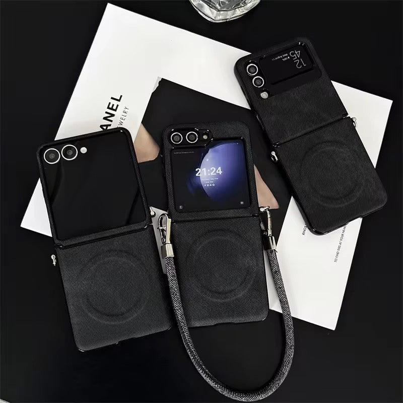 Denim Fabric Black Samsung Z Flip Pre-Order Case