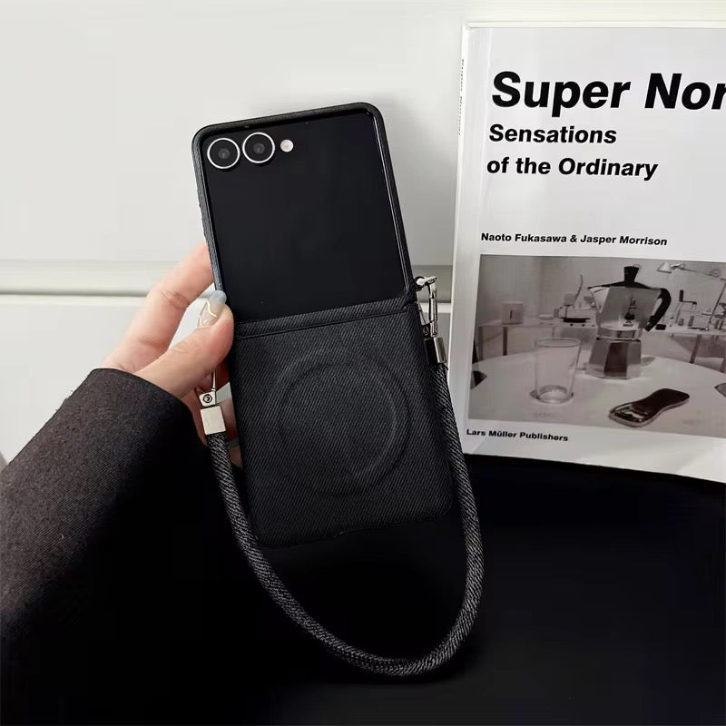 Denim Fabric Black Samsung Z Flip Pre-Order Case