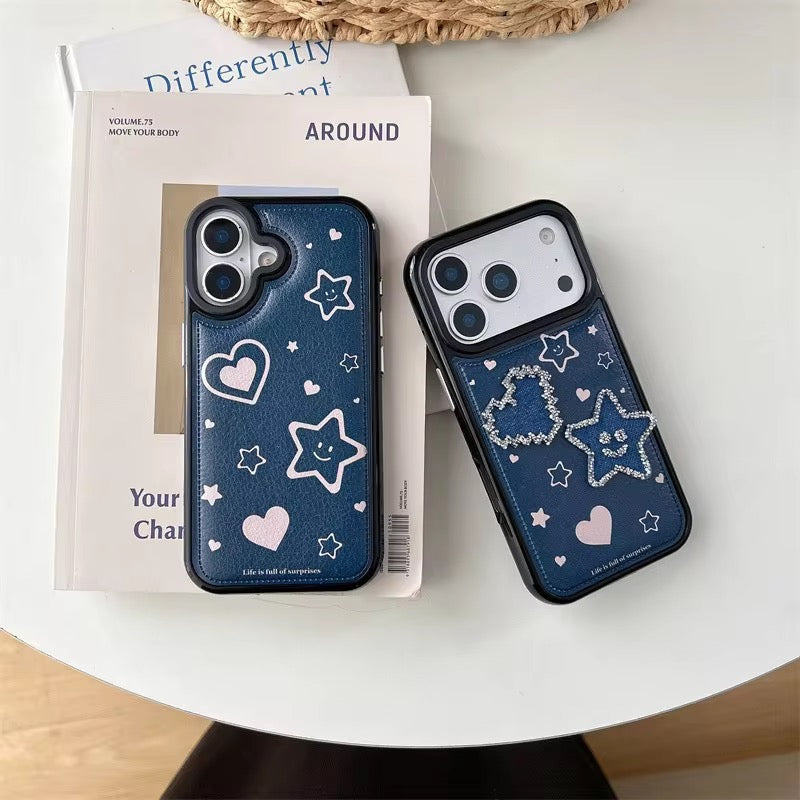 Blue Leather 3D Star Pre-Order iPhone Silicone Case