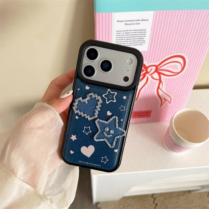Blue Leather 3D Star Pre-Order iPhone Silicone Case