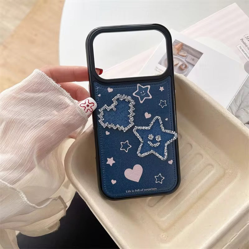 Blue Leather 3D Star Pre-Order iPhone Silicone Case