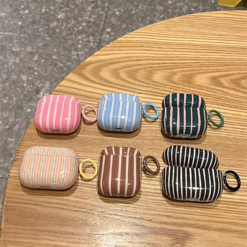 Wavy Bumper Stripes Glossy Airpod Pre-Order Case With Lanyard