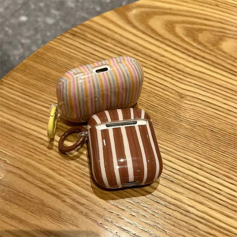 Wavy Bumper Stripes Glossy Airpod Pre-Order Case With Lanyard