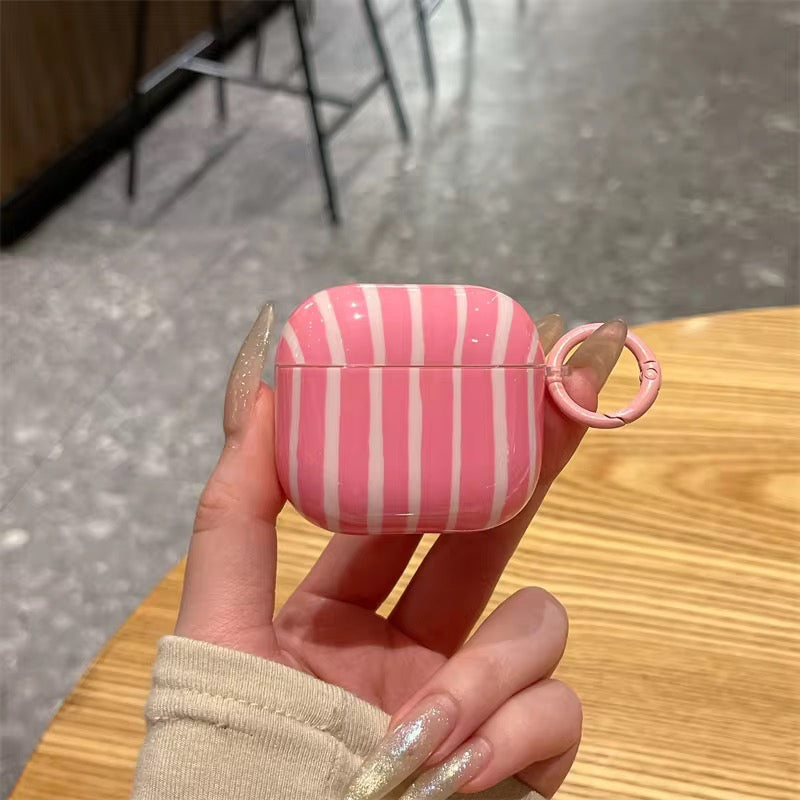 Wavy Bumper Stripes Glossy Airpod Pre-Order Case With Lanyard