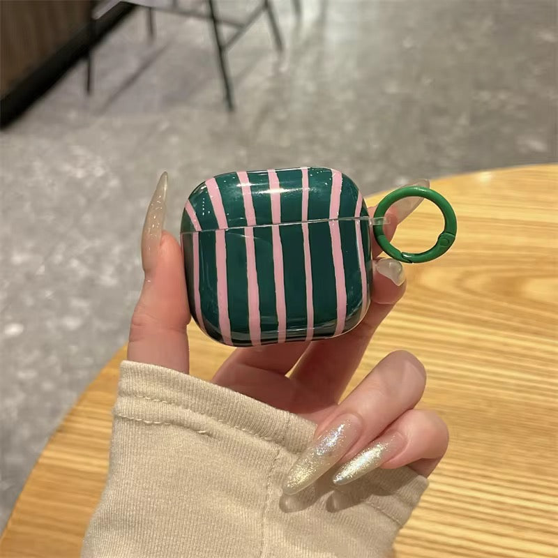 Wavy Bumper Stripes Glossy Airpod Pre-Order Case With Lanyard