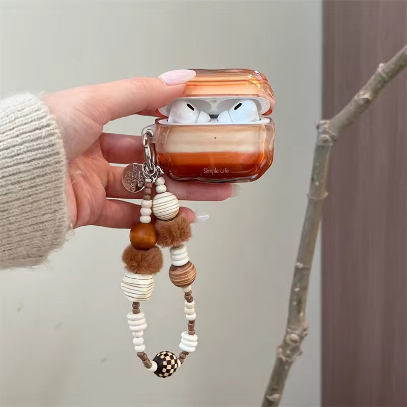 Sand Orange Subtle Shades Airpod Pre-Order Case With Lanyard