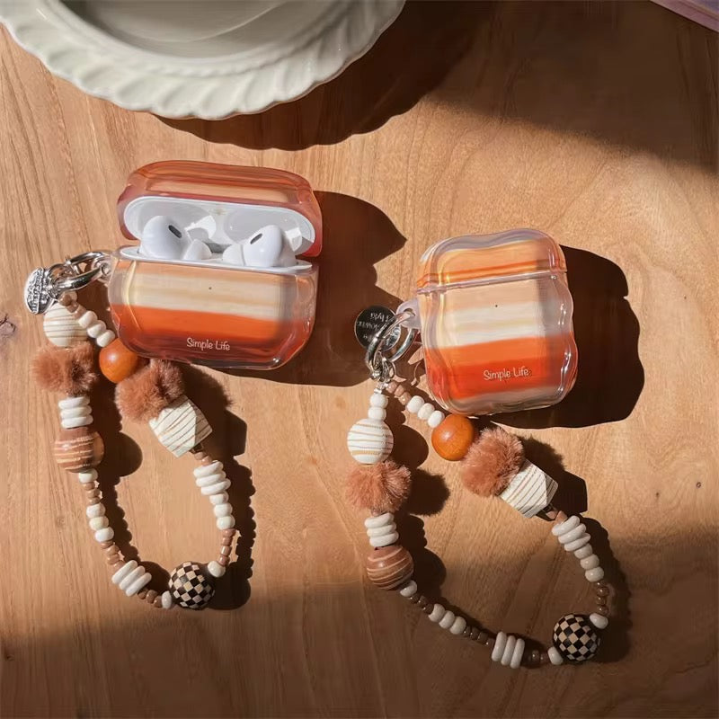 Sand Orange Subtle Shades Airpod Pre-Order Case With Lanyard