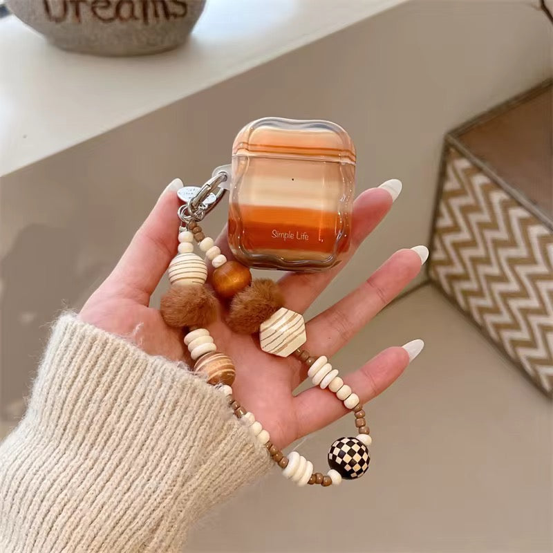 Sand Orange Subtle Shades Airpod Pre-Order Case With Lanyard