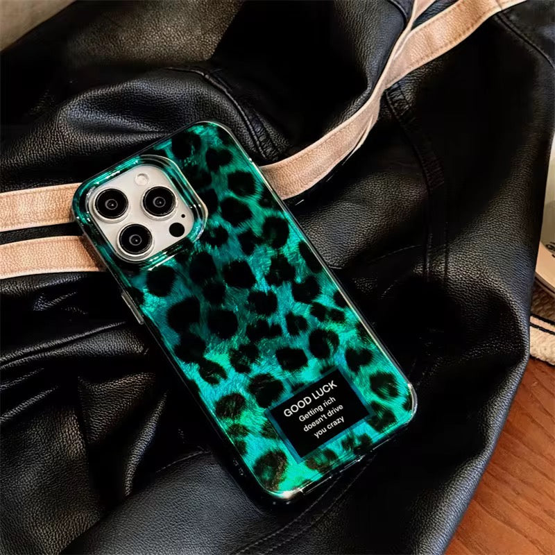 Green Laser Black Leopard  iPhone Case