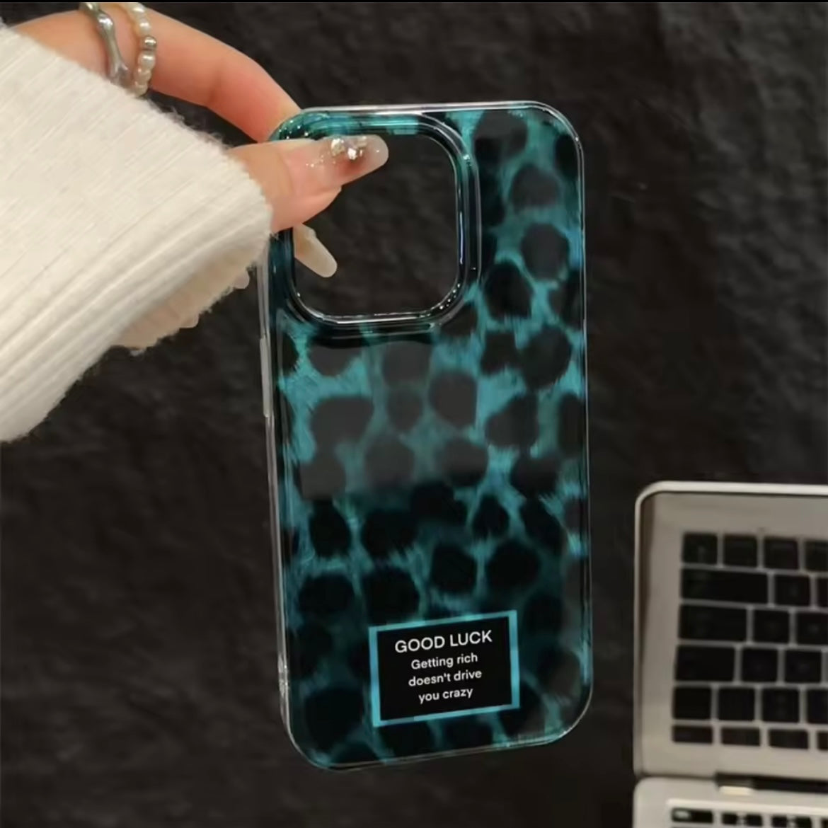 Green Laser Black Leopard  iPhone Case