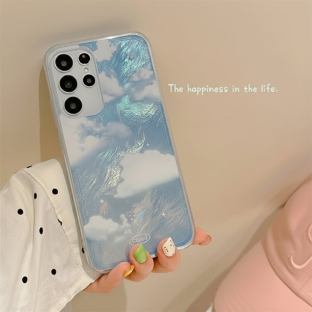 Samsung Blue Silver Shaded Cloud Laser Case