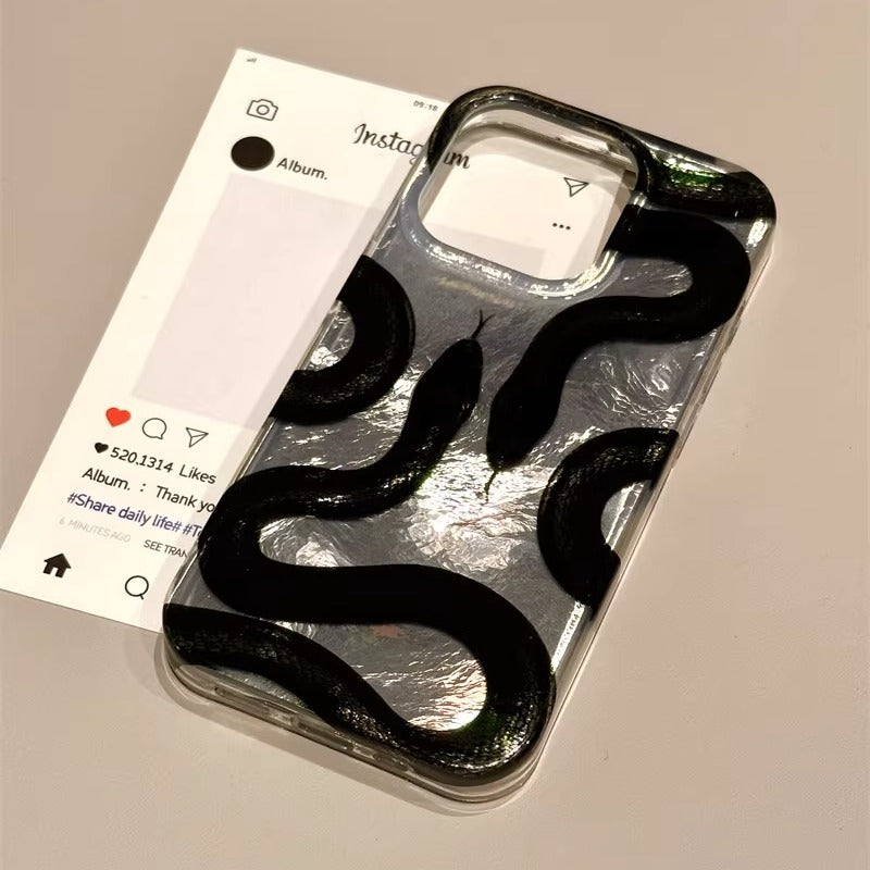 Black Snake Serpent Silver Laser Pre-Order iPhone Case