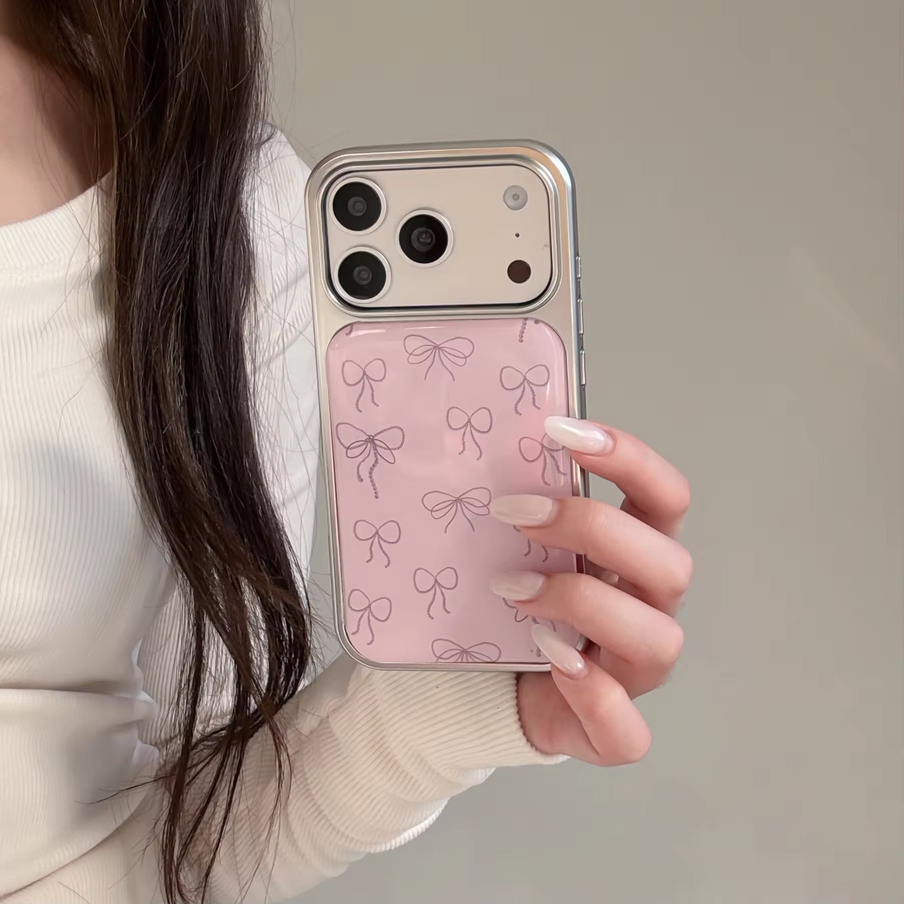 Cute Pink Bow High Quality Silver Bumper Pre-Order iPhone Case