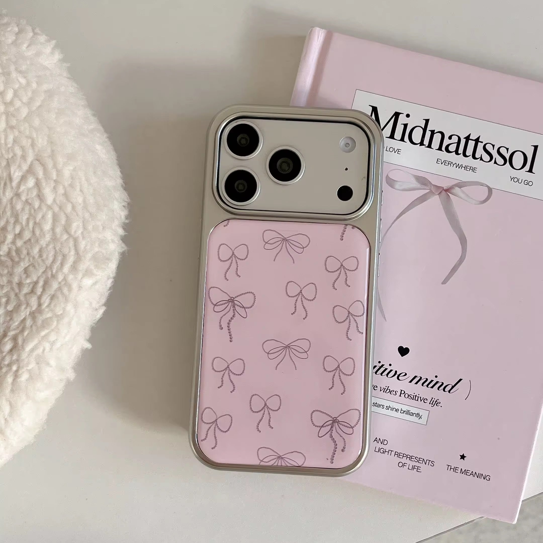 Cute Pink Bow High Quality Silver Bumper Pre-Order iPhone Case