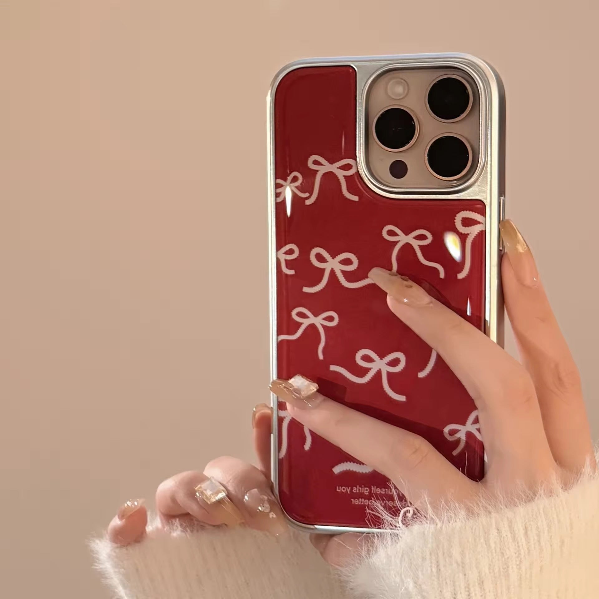 Red Cute Bow High Quality Silver Bumper Pre-Order iPhone Case