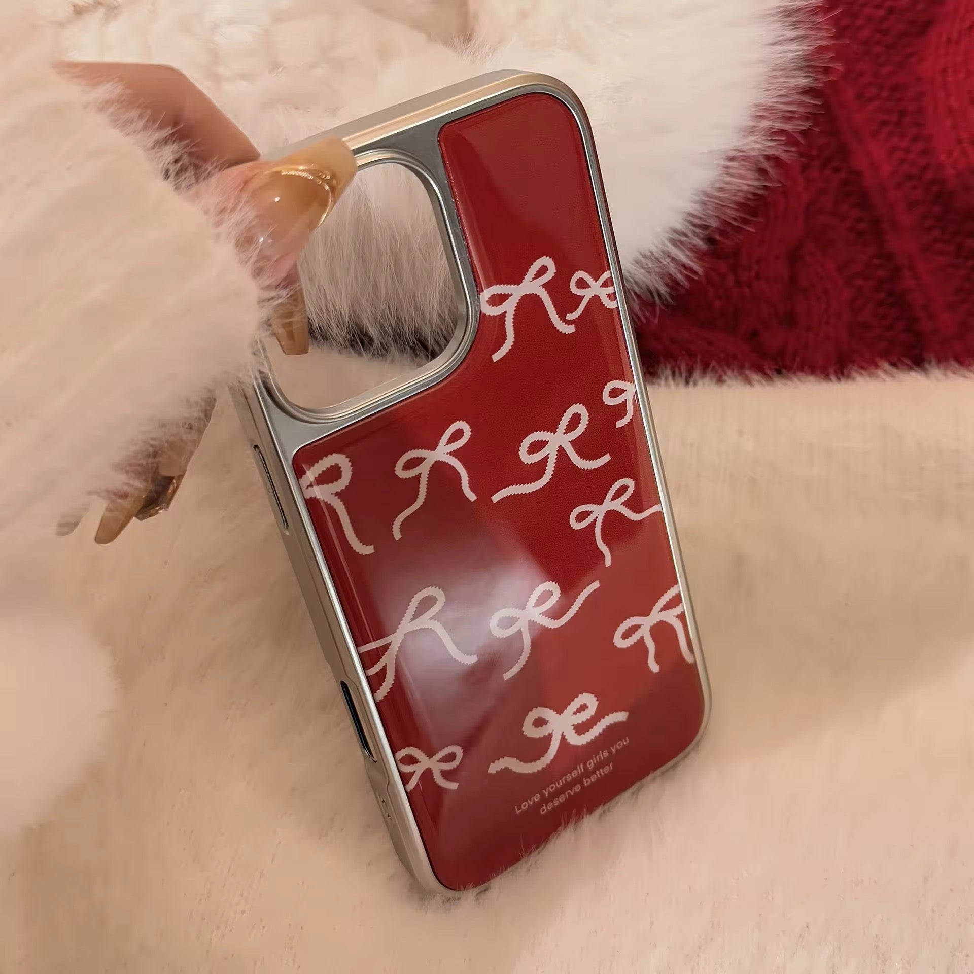 Red Cute Bow High Quality Silver Bumper Pre-Order iPhone Case