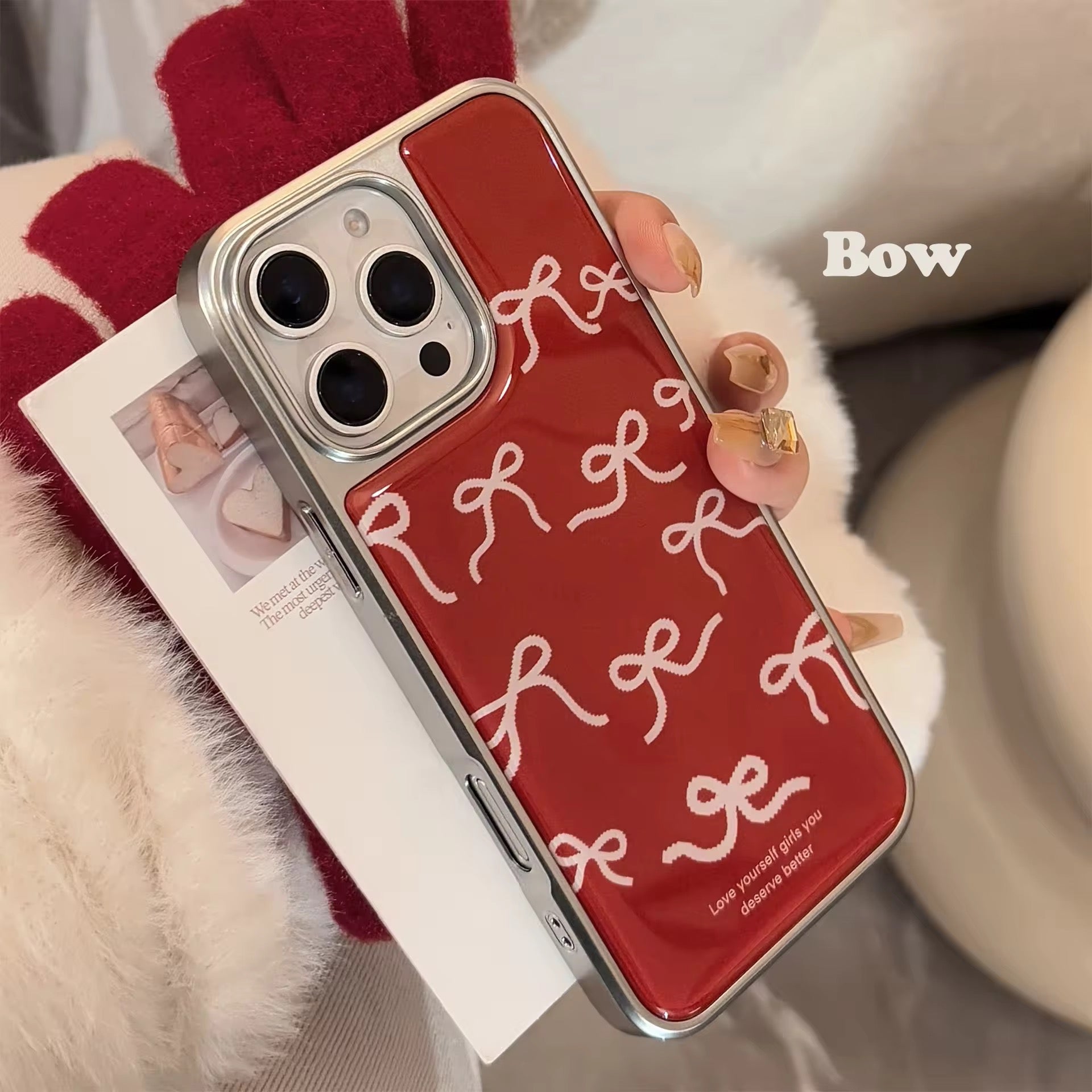 Red Cute Bow High Quality Silver Bumper Pre-Order iPhone Case