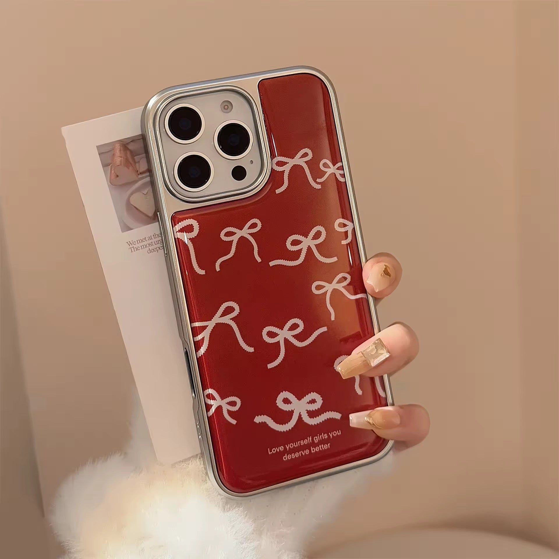 Red Cute Bow High Quality Silver Bumper Pre-Order iPhone Case