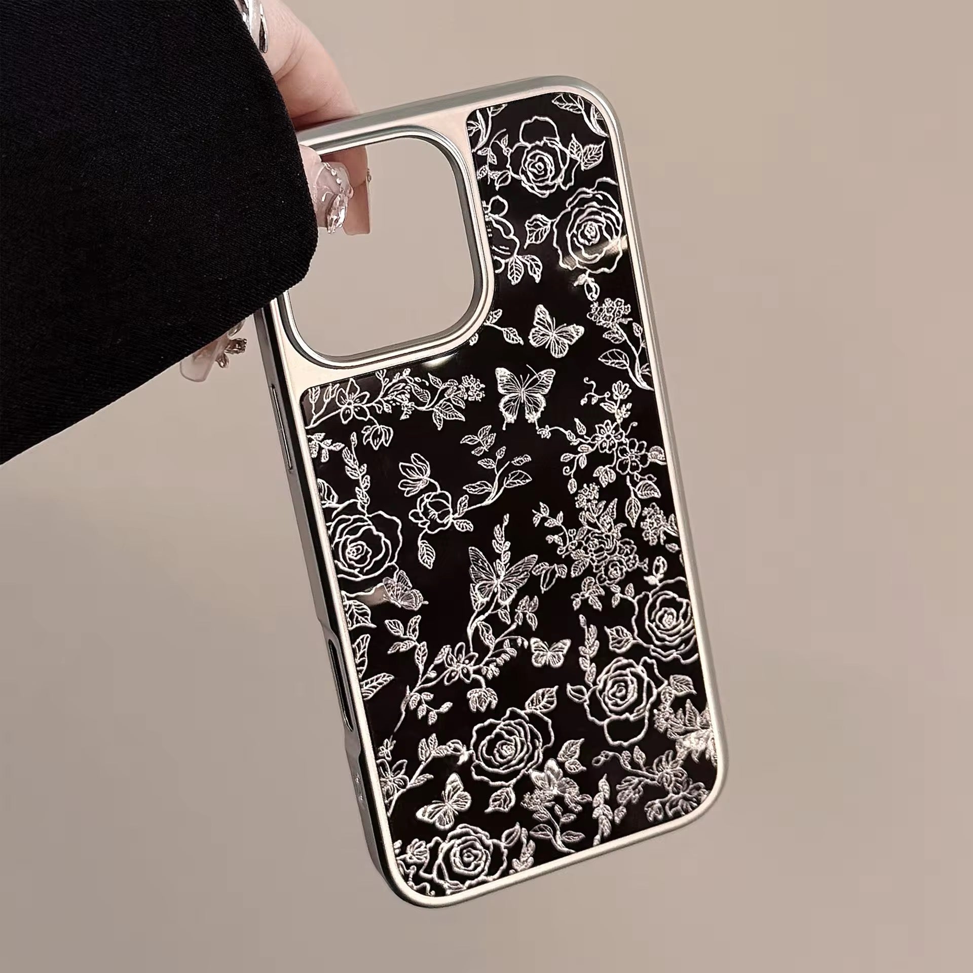 Black Floral Silver Bumper Pre-Order iPhone Case