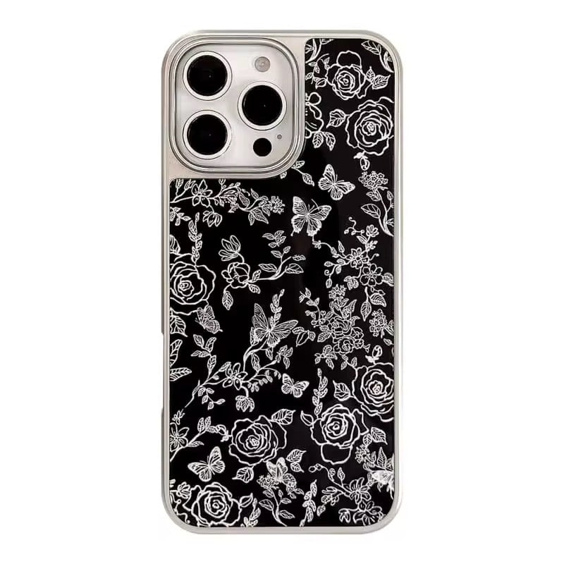Black Floral Silver Bumper Pre-Order iPhone Case