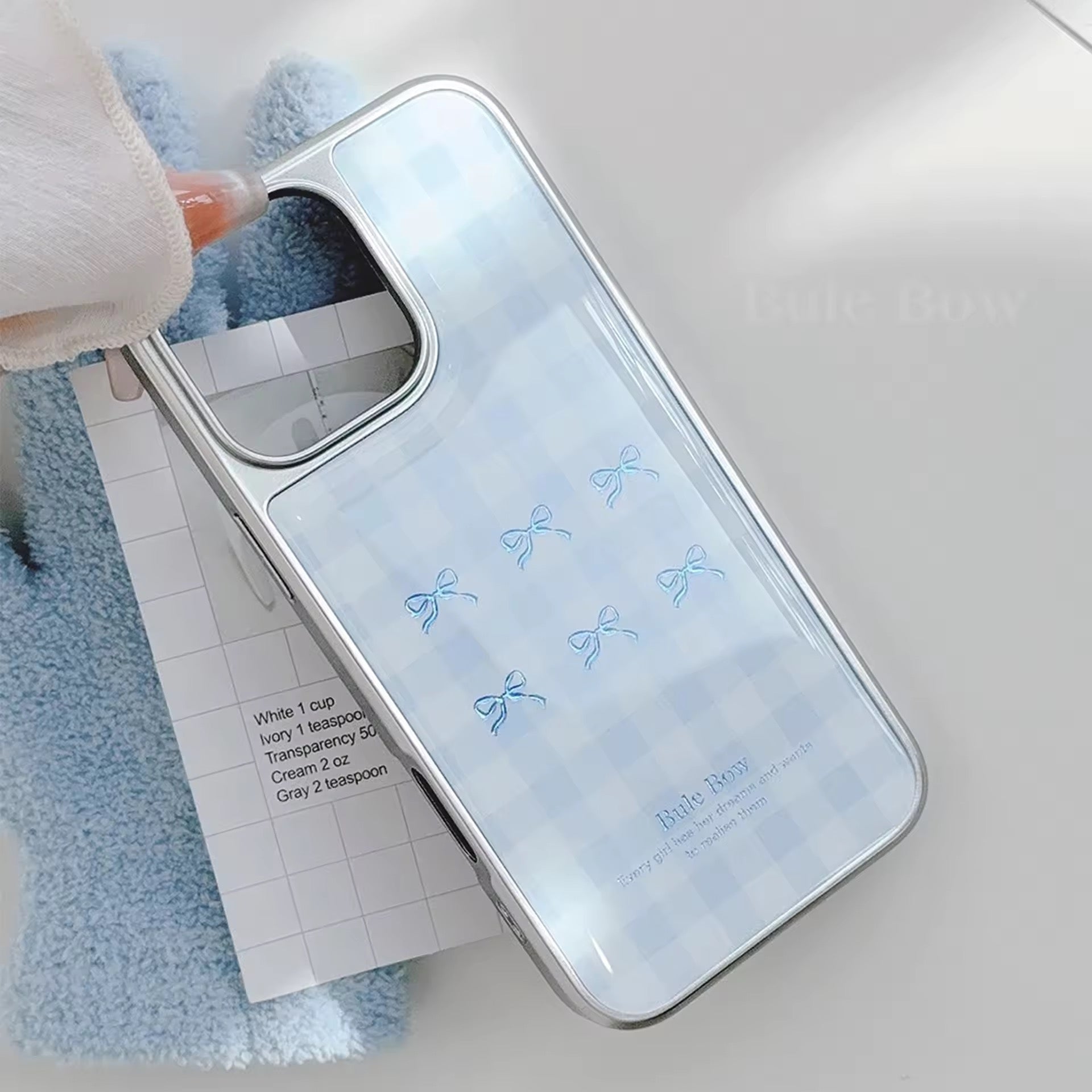 Blue Cute Bow High Quality Silver Bumper Pre-Order iPhone Case