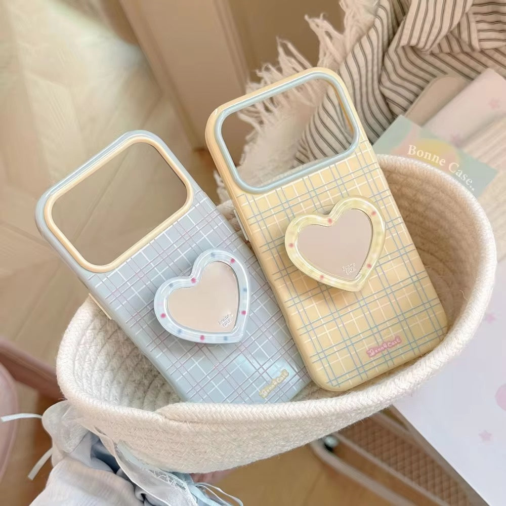 Yellow Sky Blue Checks Mirror Phone Holder Pre-Order iPhone Silicone Case