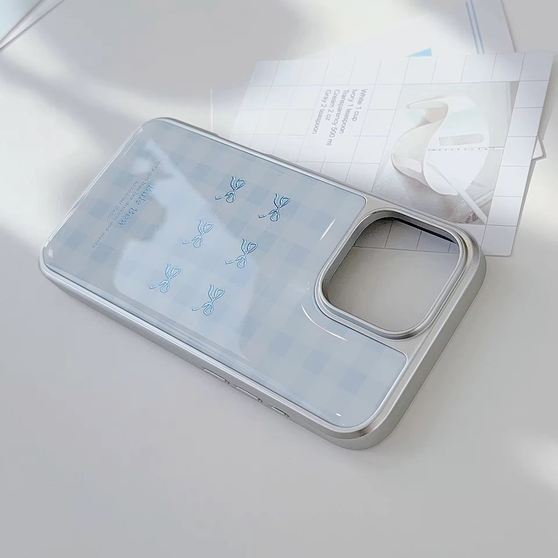 Blue Cute Bow High Quality Silver Bumper Pre-Order iPhone Case