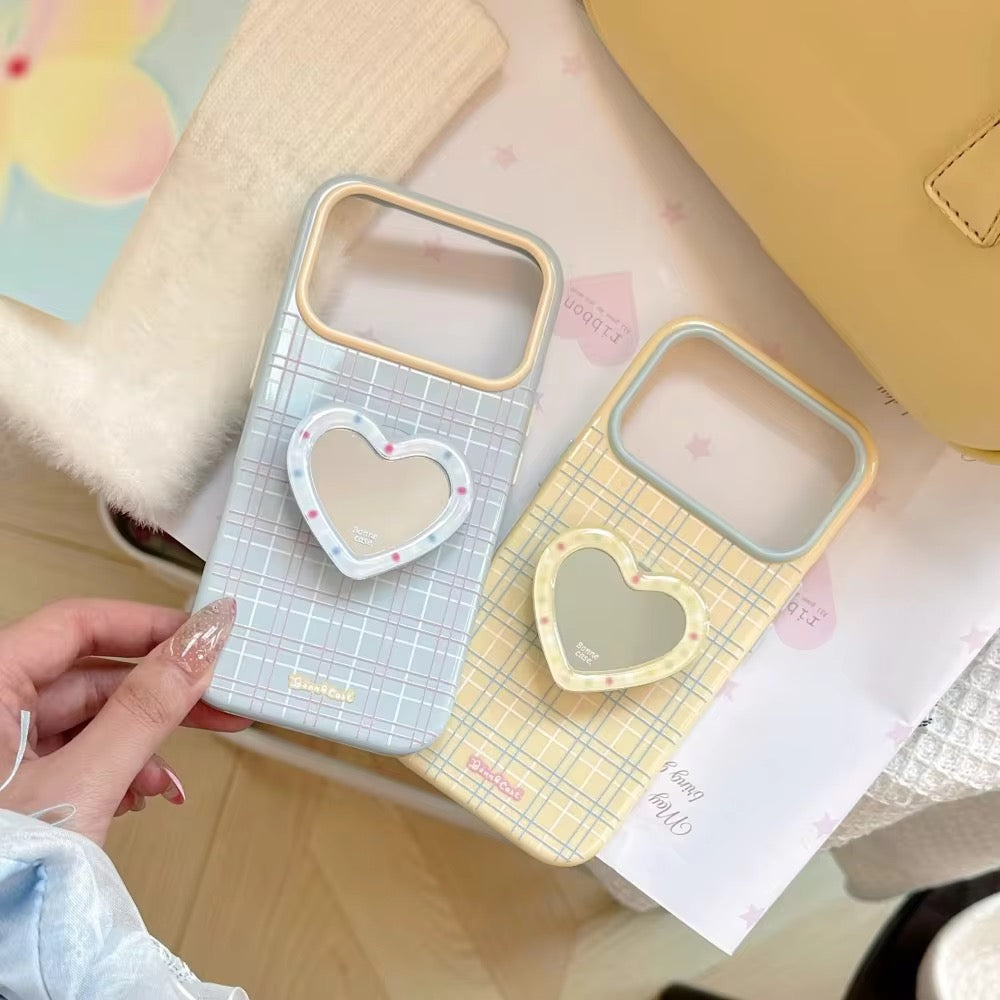 Yellow Sky Blue Checks Mirror Phone Holder Pre-Order iPhone Silicone Case
