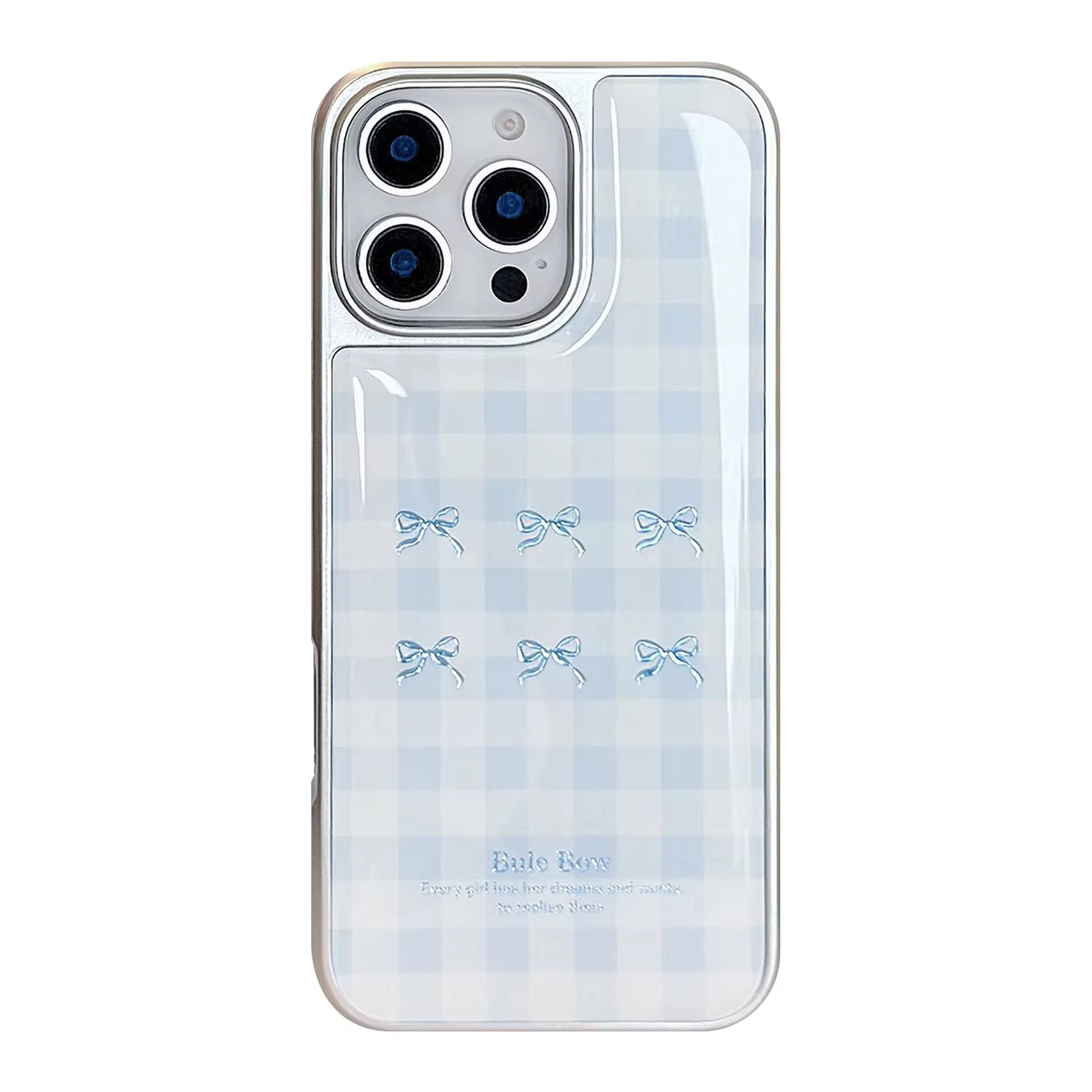 Blue Cute Bow High Quality Silver Bumper Pre-Order iPhone Case