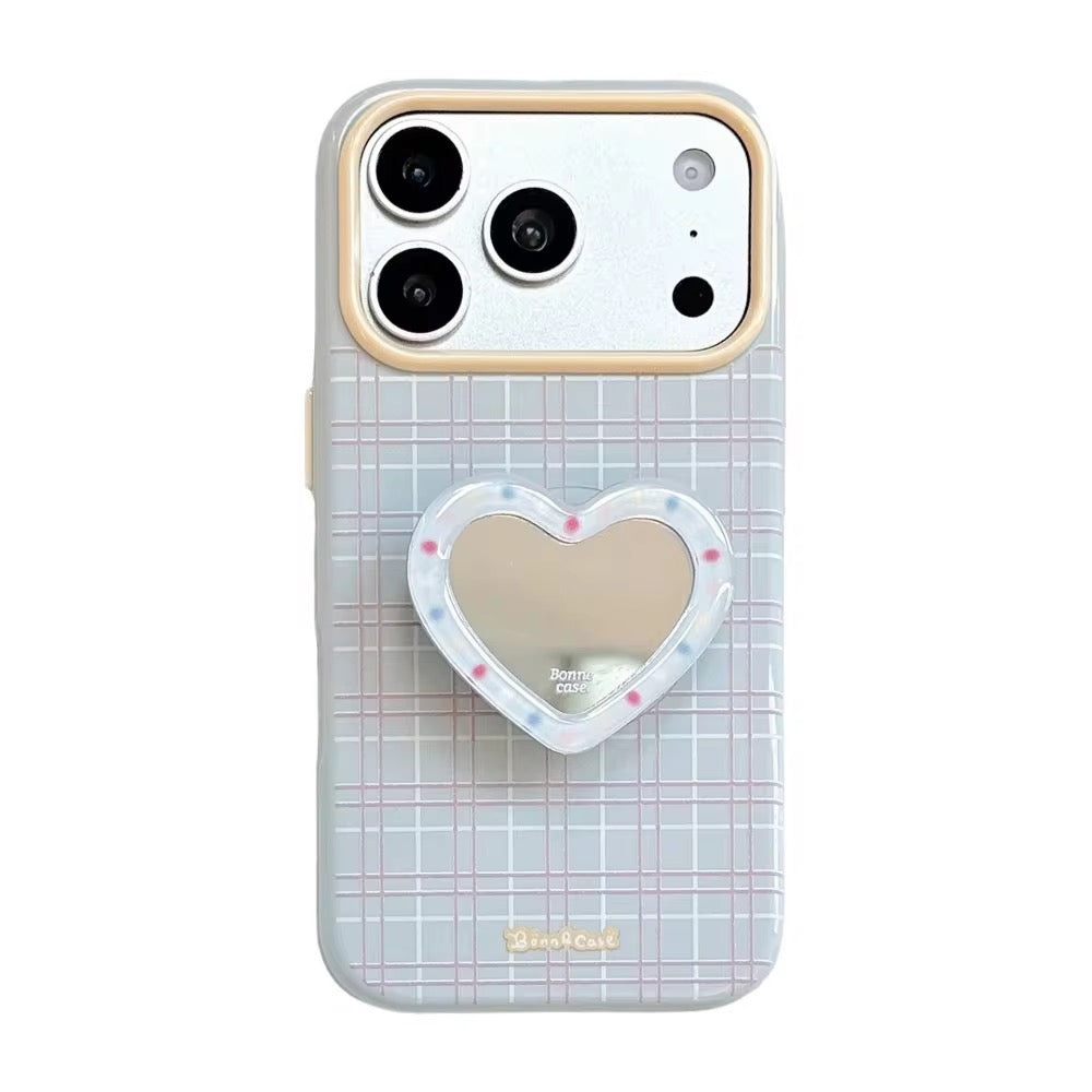 Yellow Sky Blue Checks Mirror Phone Holder Pre-Order iPhone Silicone Case